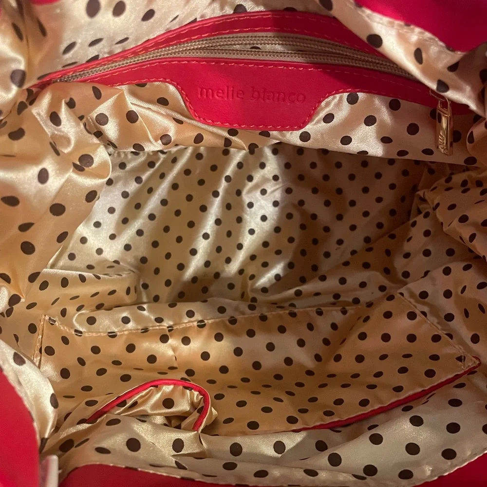 Melie Bianco handbag purse women Vegan Leather Red White Navy